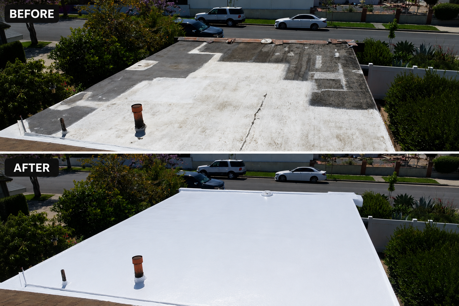 Before and after: Low-Slope Silicone System
